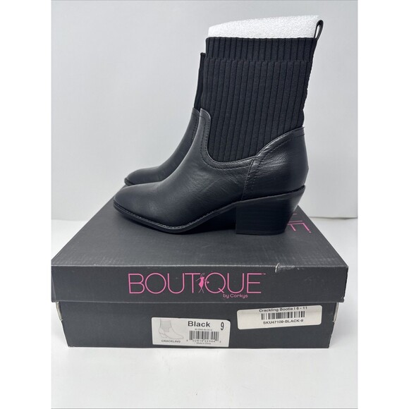 Corkys Crackling Pointed Toe Pull On Booties Womens 9 Black Casual Boots 80-0063 - Picture 1 of 9